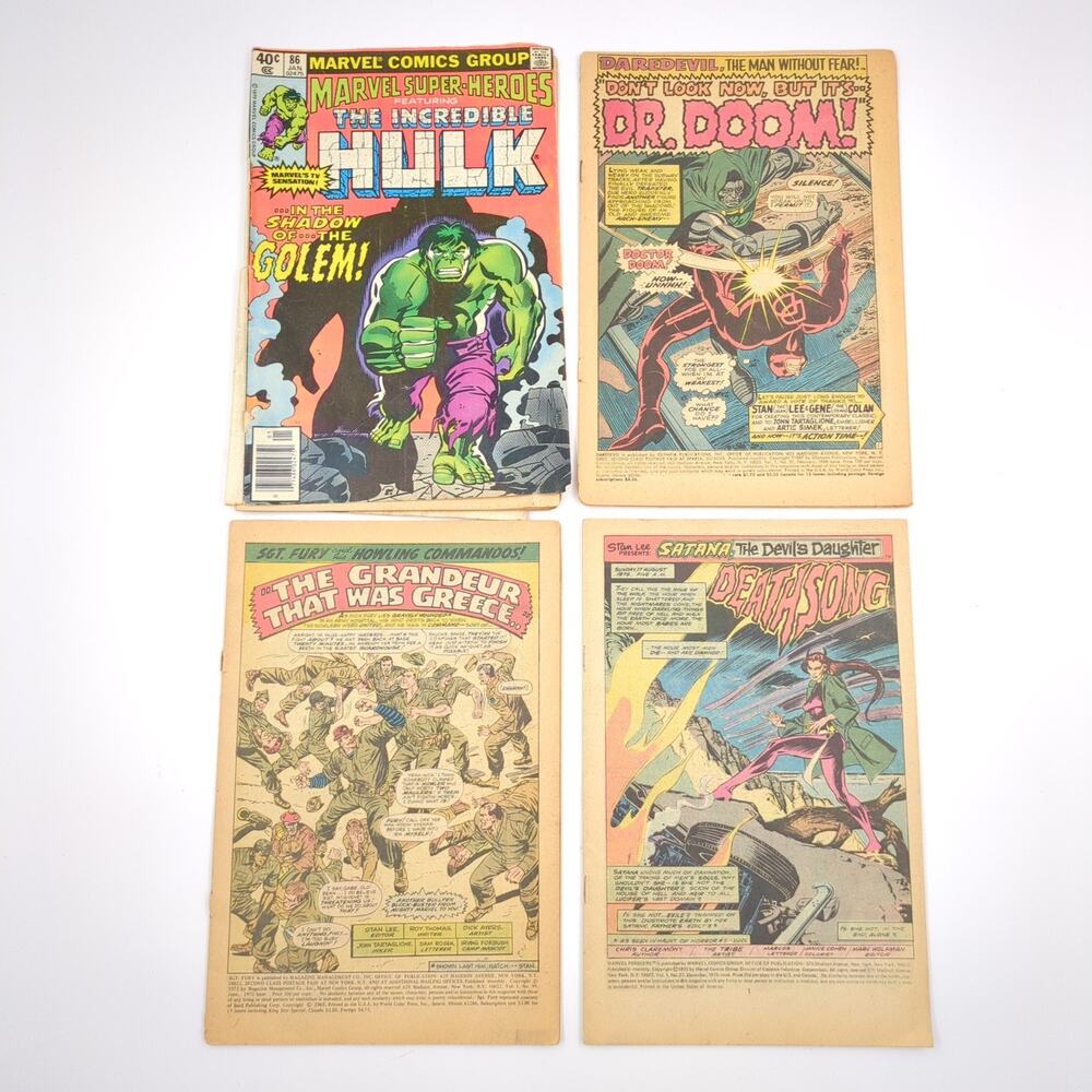 No Covers Lot Daredevil 37 Marvel Super-Heroes 38 Sgt Fury 99 Marvel Premiere